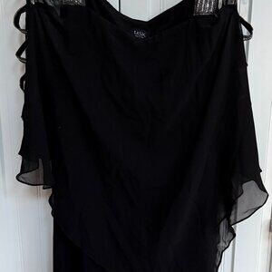 MSK Petite L Womens Black DRESS Sparkly accents Sheath Cape